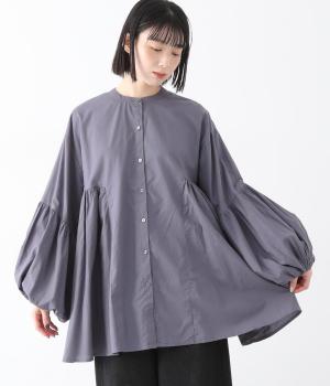 ポプリンバックティアードブラウス(パープル-F)