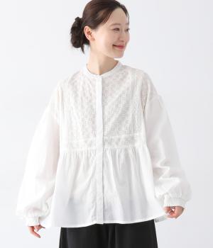 刺繍切替ブラウス(アイボリー-F)