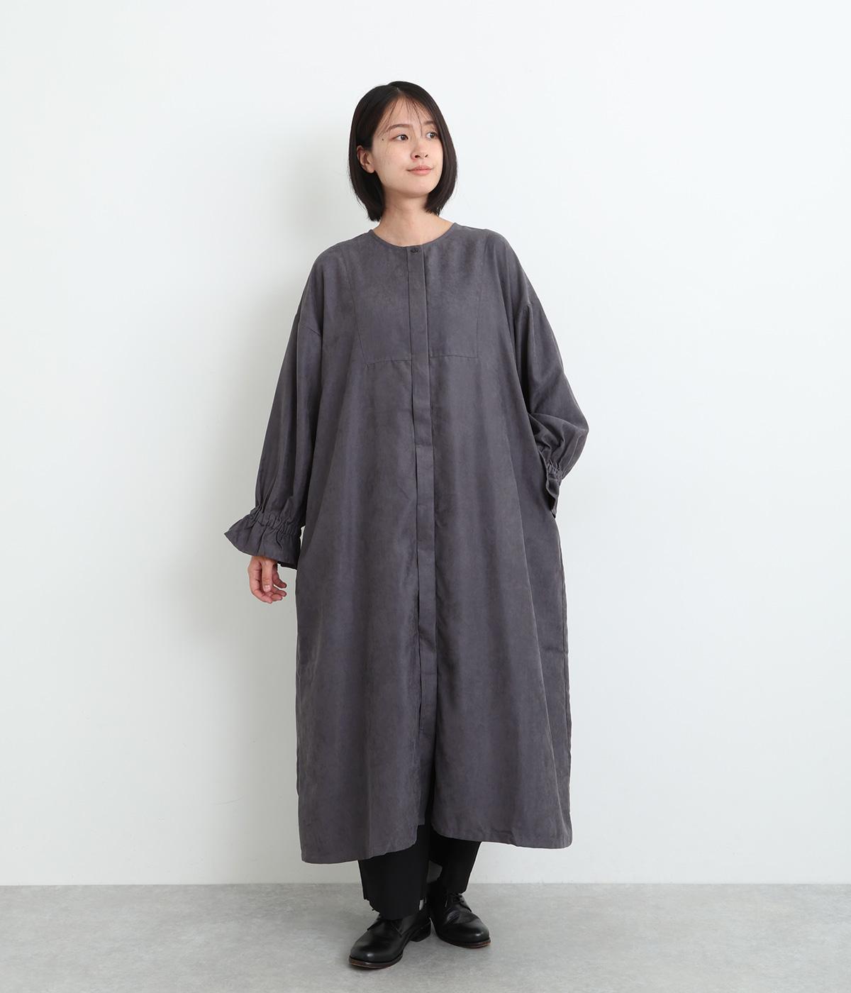 コーデュロイ袖口フリルワンピース(ネイビー-ONESIZE)