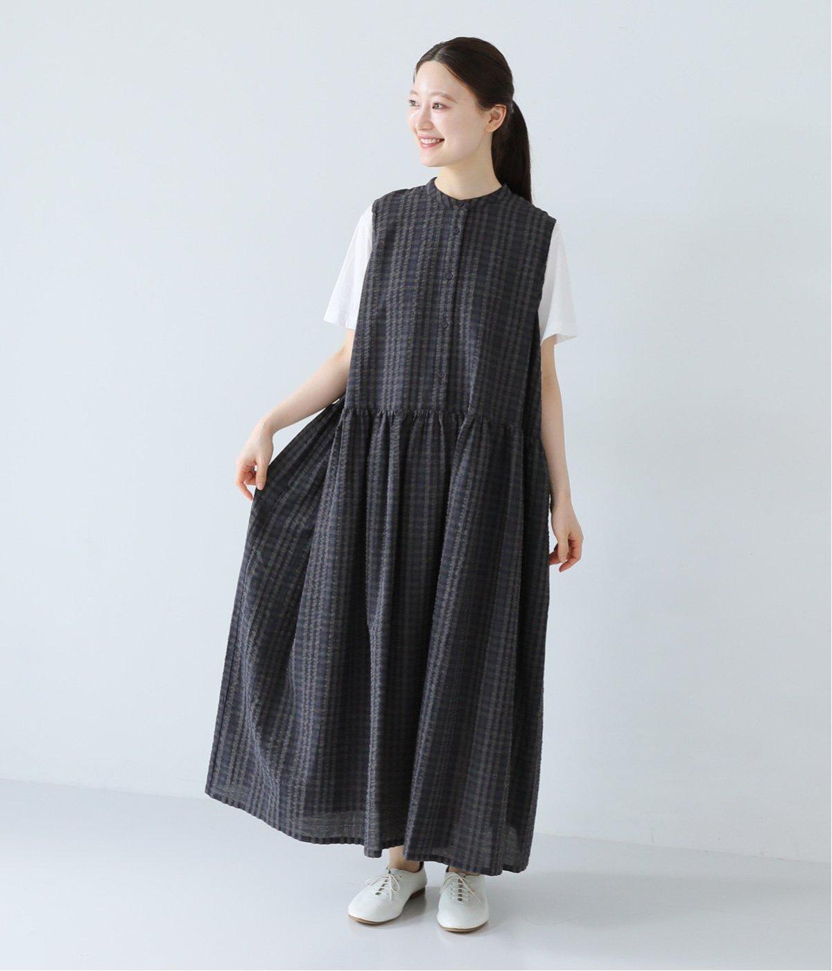 サッカーノースリーブワンピース【ロング丈】(ネイビー×グレー-ONESIZE)