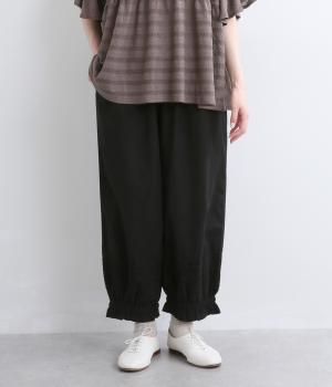 コットンリネンレース切替裾しぼりパンツ