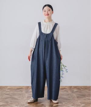 デニムフロントタックサロペット