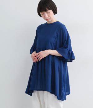 コットン2wayスクエアチュニックブラウス(ロイヤルブルー-F)