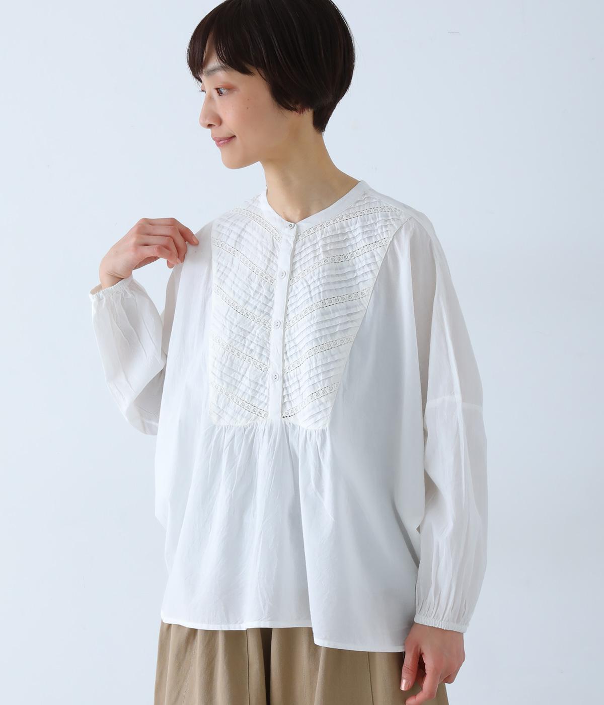 コットンタックレースシャツ(アイボリー-F)