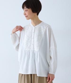 コットンタックレースシャツ(アイボリー-F)