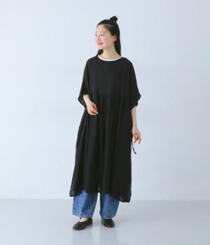 サイドリボンサイド開きワンピース(ブラック-F)