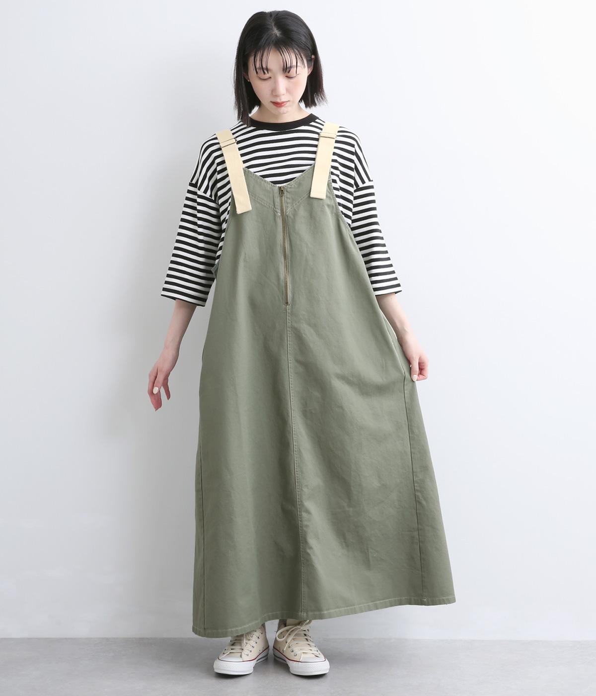 ツイルジャンパースカート(カーキ-F)