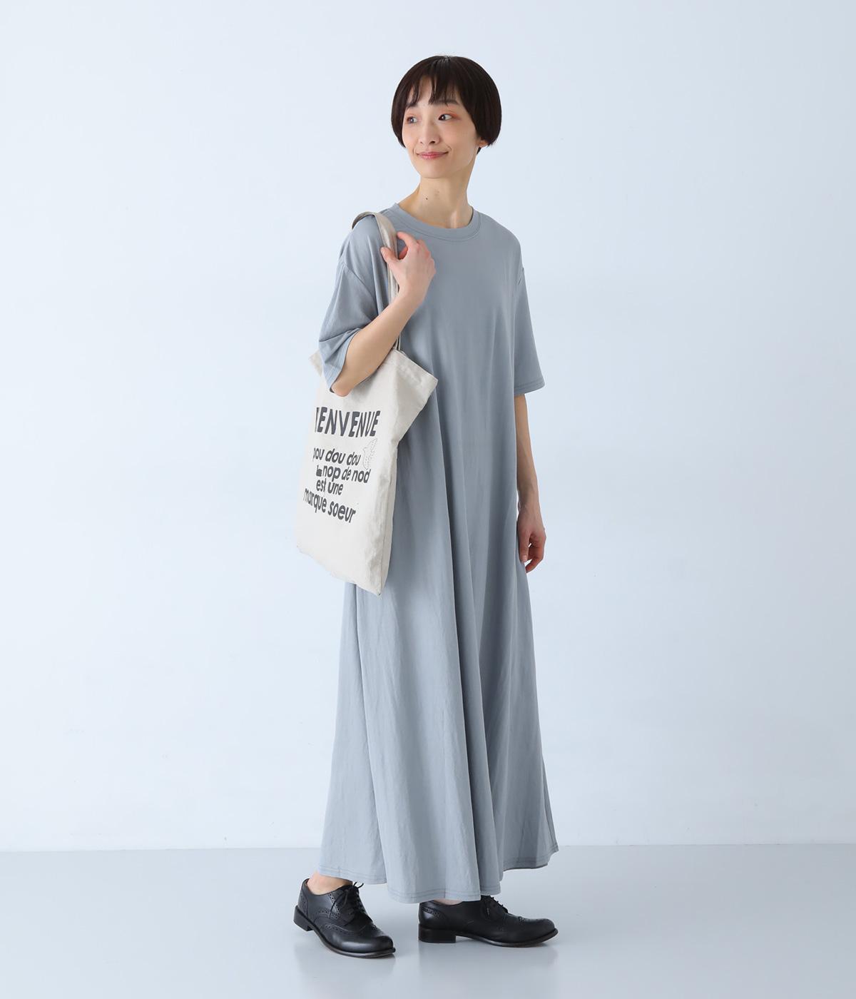 ナイロン混接触冷感フレアワンピース(スカイブルー-F)