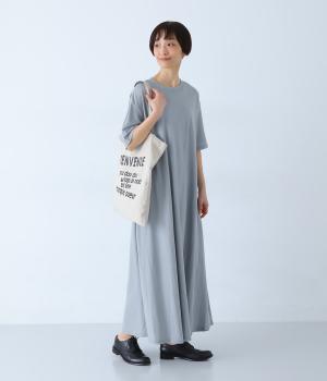 ナイロン混接触冷感フレアワンピース(スカイブルー-F)