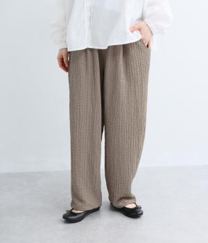エンボス加工タックパンツ(グレージュ-ML)