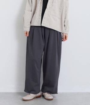 裏毛カットソーウエストタックパンツ（ネイビー・ML）