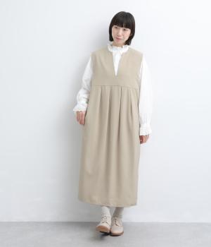 ポリツイルキーネックコクーンワンピース