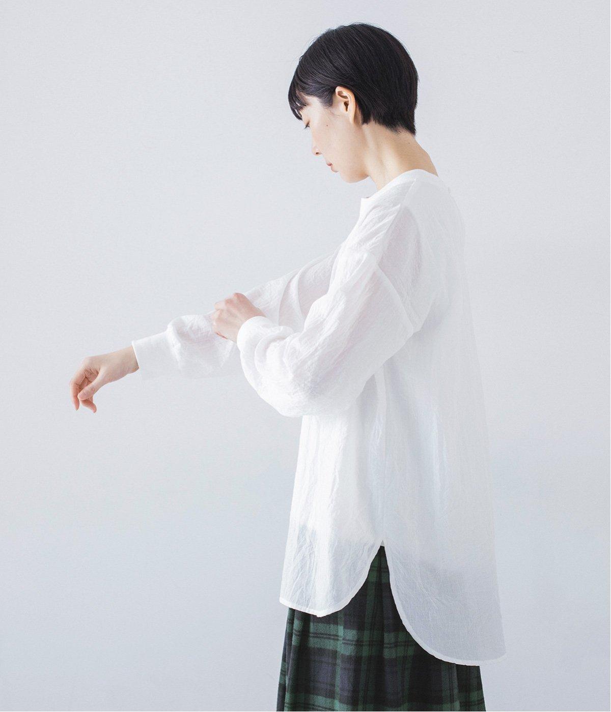 リブ長袖切替プルオーバー(ホワイト-F)