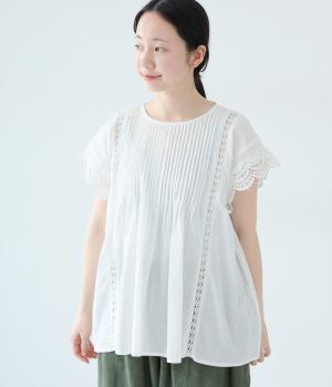 【5月下旬発売予定】レースピンタックブラウス(オフホワイト-F)