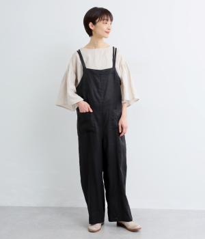 リネンリボンサロペット(ブラック-F)