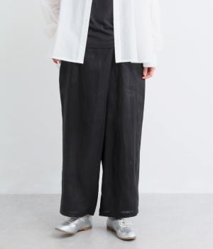リネンラップ風パンツ(ブラック-F)