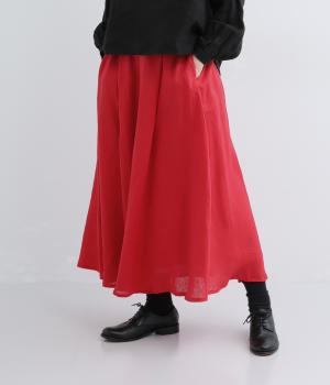 リネンタックサーキュラーマキシスカート(レッド-F)