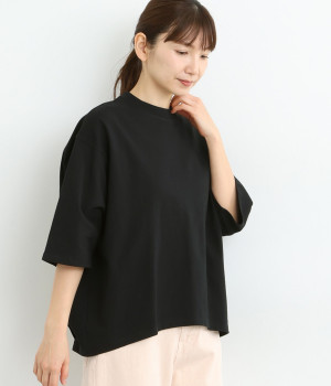 コットン天竺裾タックバルーンTee(ブラック-ONESIZE)