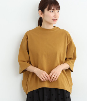 コットン天竺裾タックバルーンTee(ダークベージュ-ONESIZE)