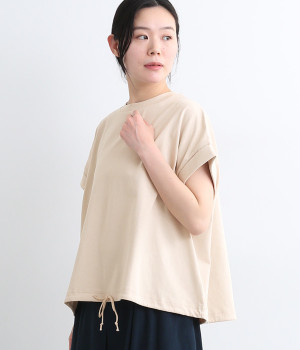 コットン天竺クロップドフレアTee(グレージュ-ONESIZE)