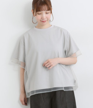 ファインコットンチュールレイヤードプルオーバー(アイスグレー-ONESIZE)