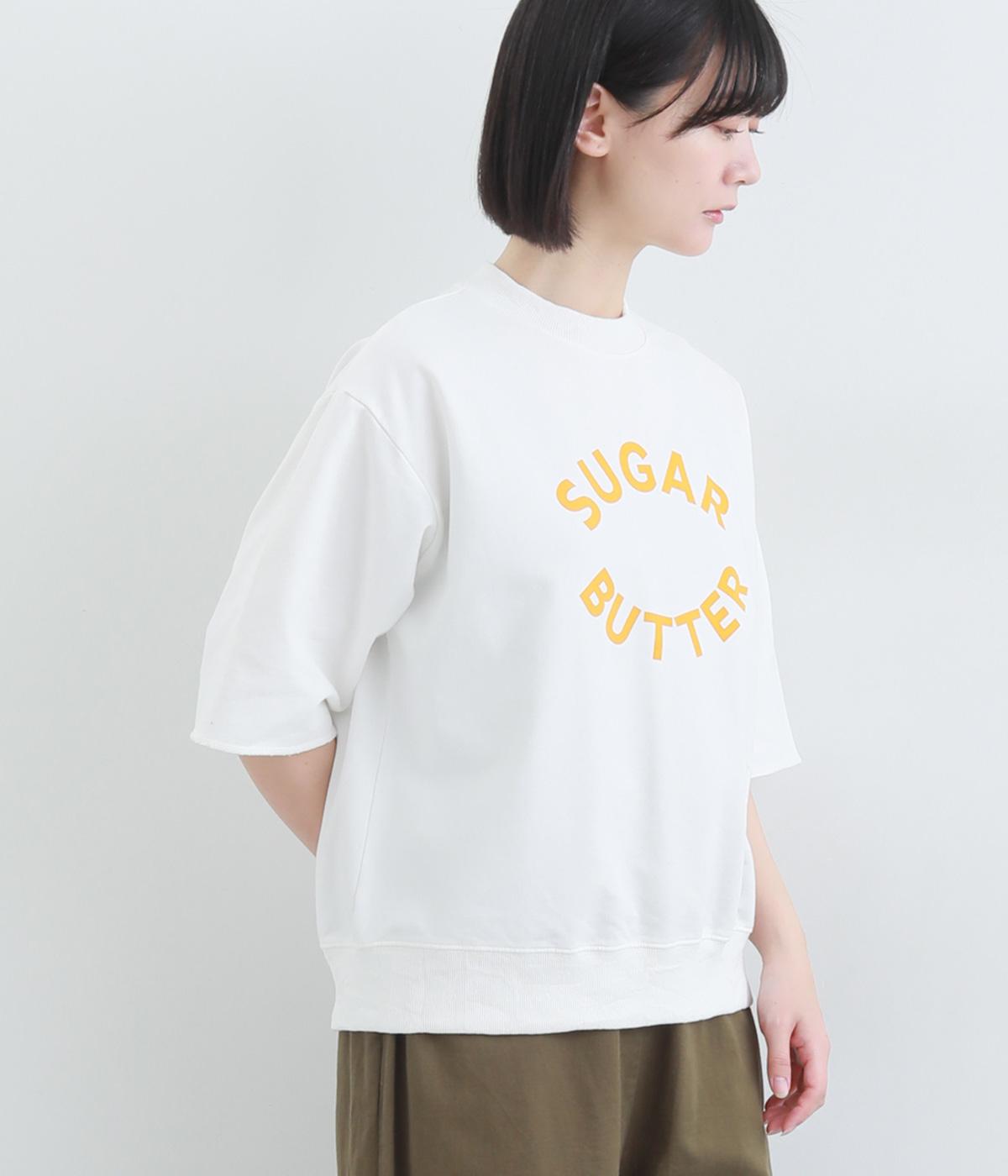 フレンチテリー5分袖プリントスウェット(オフ-F)