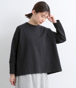 天竺ワイドフレアロンTee(ブラック-F)