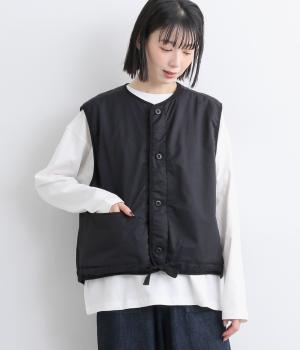 コットンナイロンリバーシブルミリタリーベスト(ブラック-F)