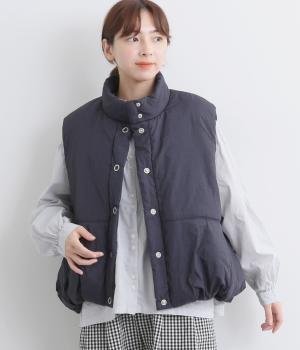 ナイロンハイネックバルーンベスト(ネイビー-F)