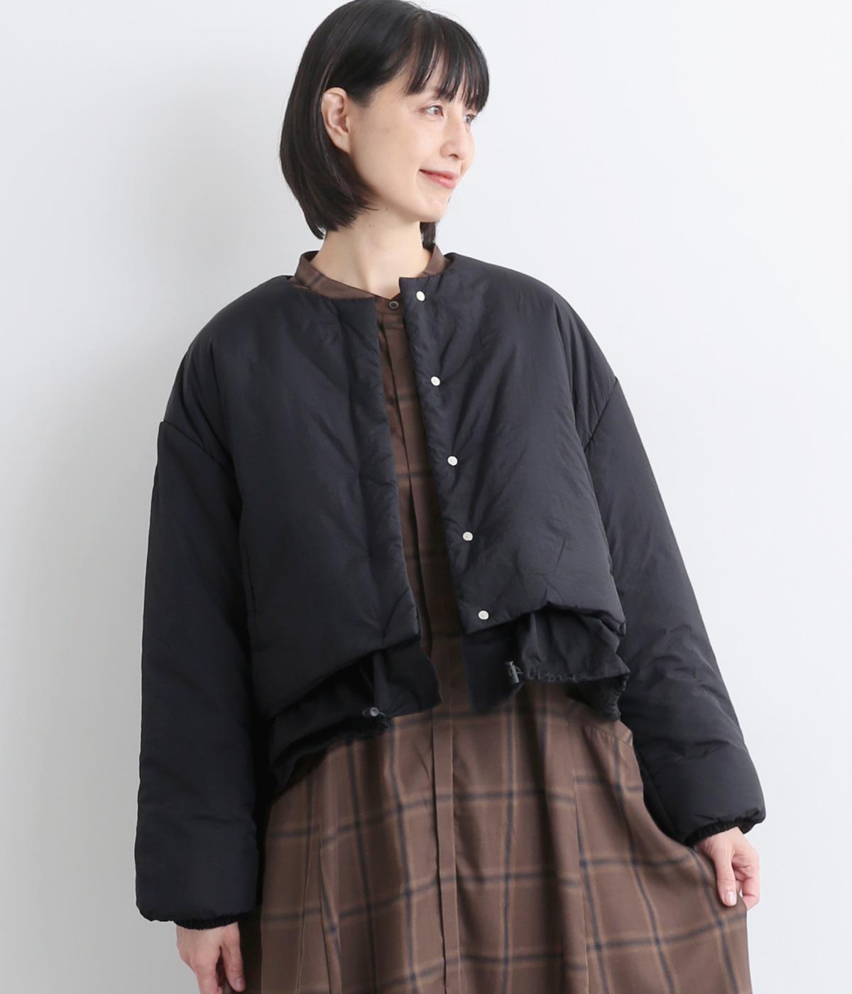 コットンナイロンレイヤードブルゾン(ブラック-F)