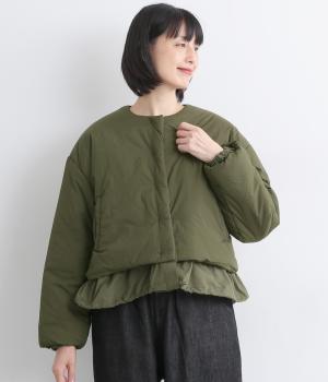 コットンナイロンレイヤードブルゾン(カーキ-F)