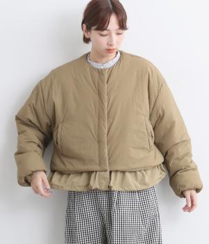 コットンナイロンレイヤードブルゾン(カーキベージュ-F)