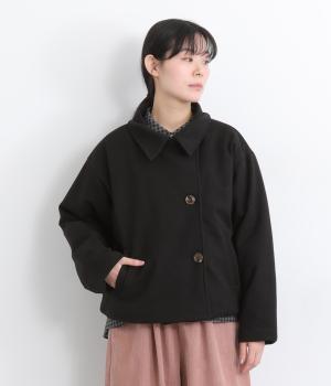 ライトメルトンスタンドカラー中綿ブルゾン(ブラック-F)