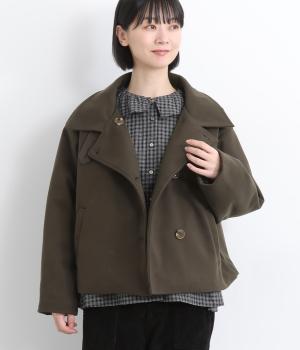 ライトメルトンスタンドカラー中綿ブルゾン(ダークブラウン-F)