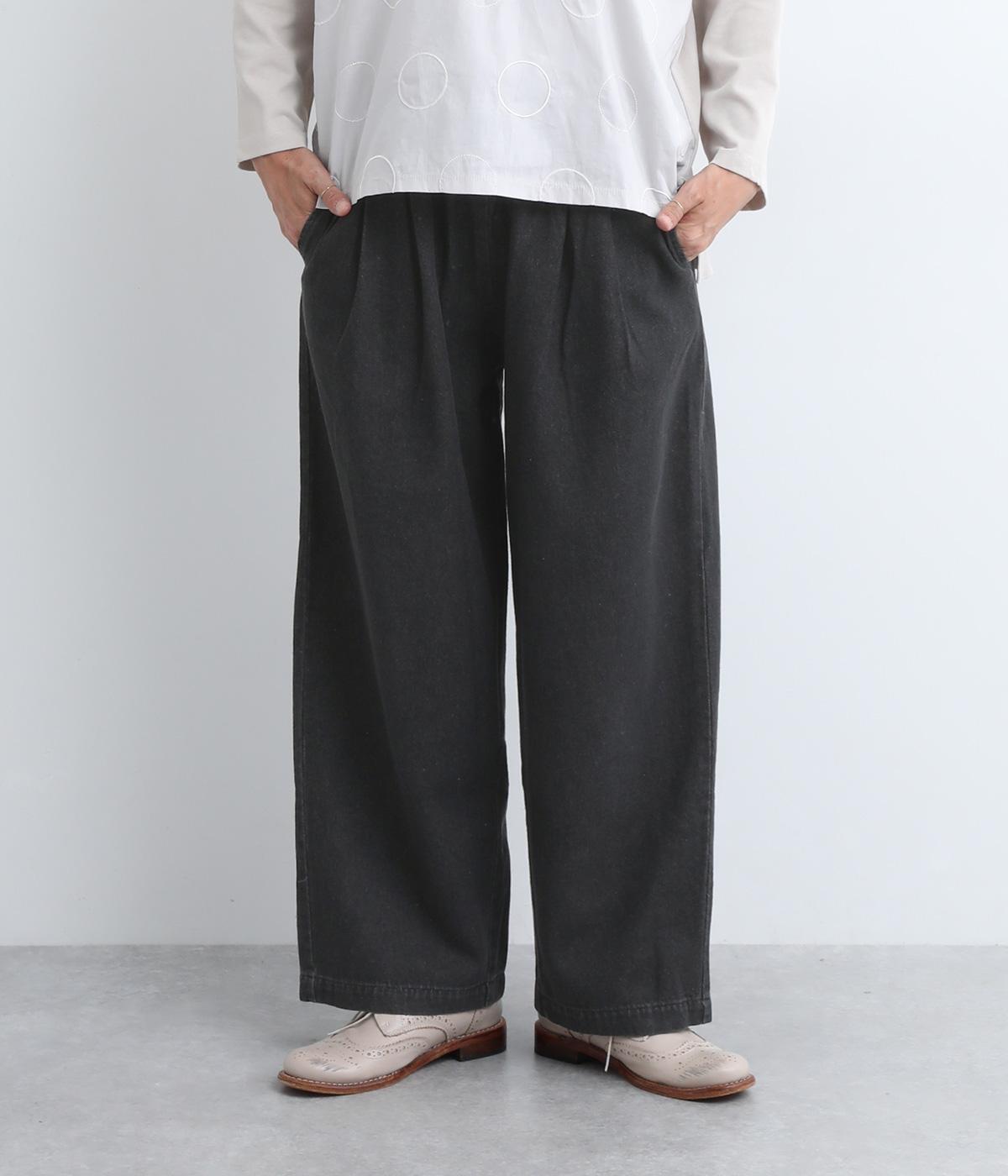コットンドロストデニムイージーパンツ(ブラック-F)