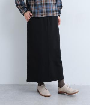 裏毛細見えBOXスカート(ブラック-F)