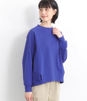 コットン天竺裾タックバルーンプルオーバー(ブルー-F)