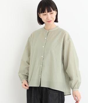 シアー袖バルーンブラウス(ライトグリーン-F)