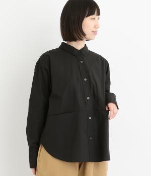 コットンローンスリットポケットシャツ(ブラック-F)