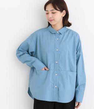 コットンローンスリットポケットシャツ(グレーブルー-F)