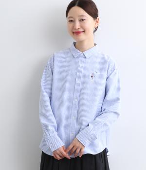 オックスSKIPシャツ(ブルーストライプ-F)