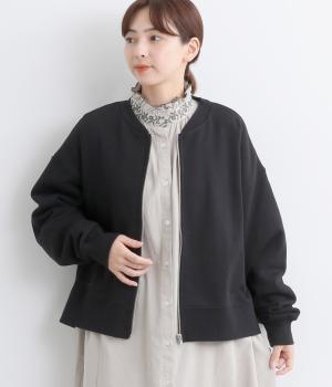 コットン裏毛ZIPカーディガン(ブラック-F)