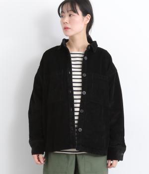 太コール天シャツジャケット(ブラック-F)