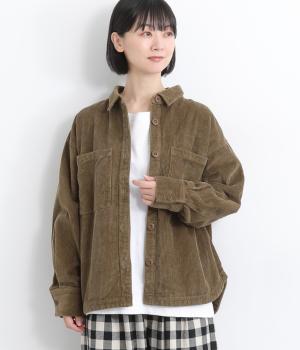 太コール天シャツジャケット(カーキベージュ-F)