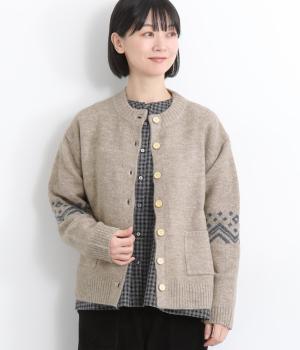 キャメル混風ノルディックニットカーディガン(トップベージュ-F)