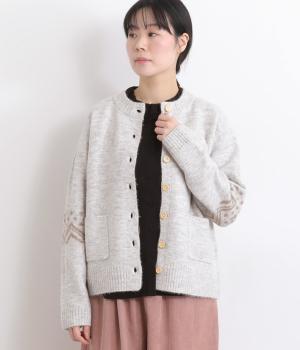 キャメル混風ノルディックニットカーディガン(トップグレー-F)