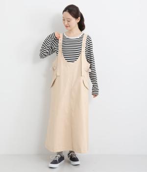 ライトモールスキンUネックジャンパースカート(クリーム-F)