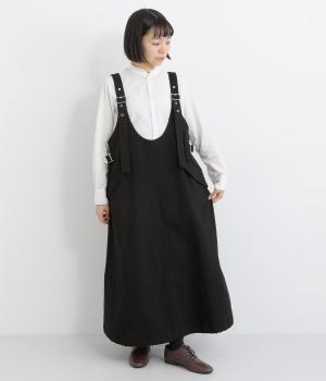 ライトモールスキンUネックジャンパースカート(ブラック-F)