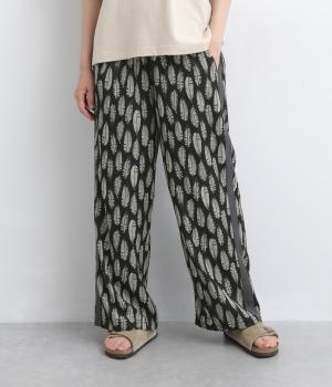 アフリカンプリント リラックスパンツ(ブラック×オフ-F)