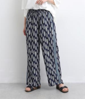 アフリカンプリント リラックスパンツ(ネイビー-F)
